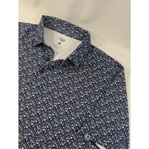 1764 Golf Polo Larg Blue Cocktail Print Drinks Glasses Performance Stretch Shirt